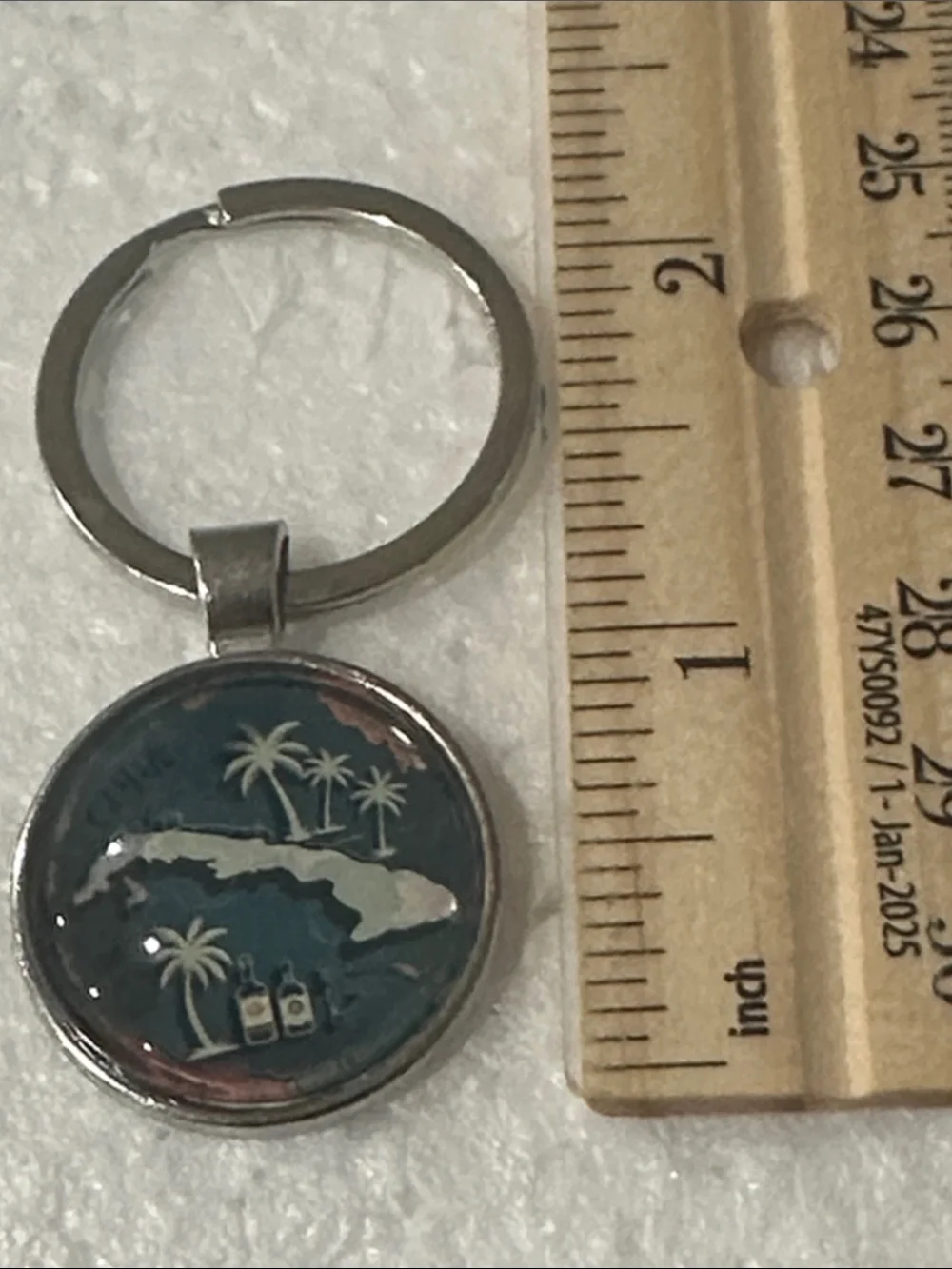 Island of Cuba Palm Keychain in Teal and Silver